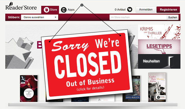 sony reader store closes