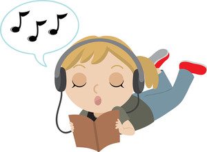 clip_art_illustration_of_a_young_girl_laying_down_reading_a_book_and_listening_to_music_0071-1102-2813-5121_SMU